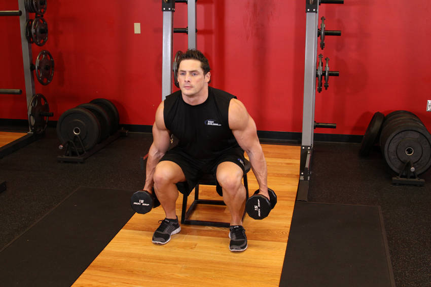 Chair box squat: end position