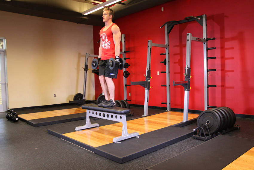 Dumbbell step-up: start position