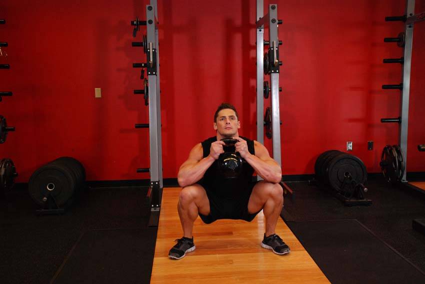 Goblet squat: end position