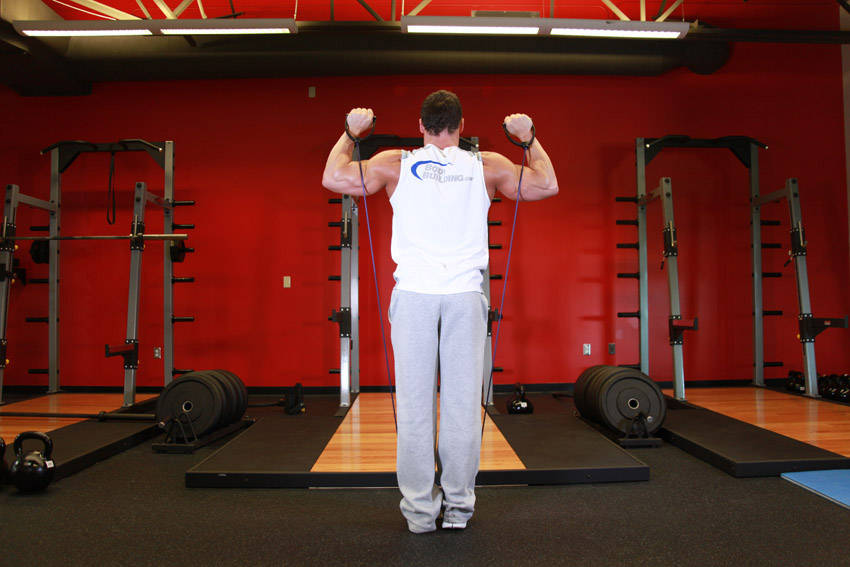 Band shoulder press: start position