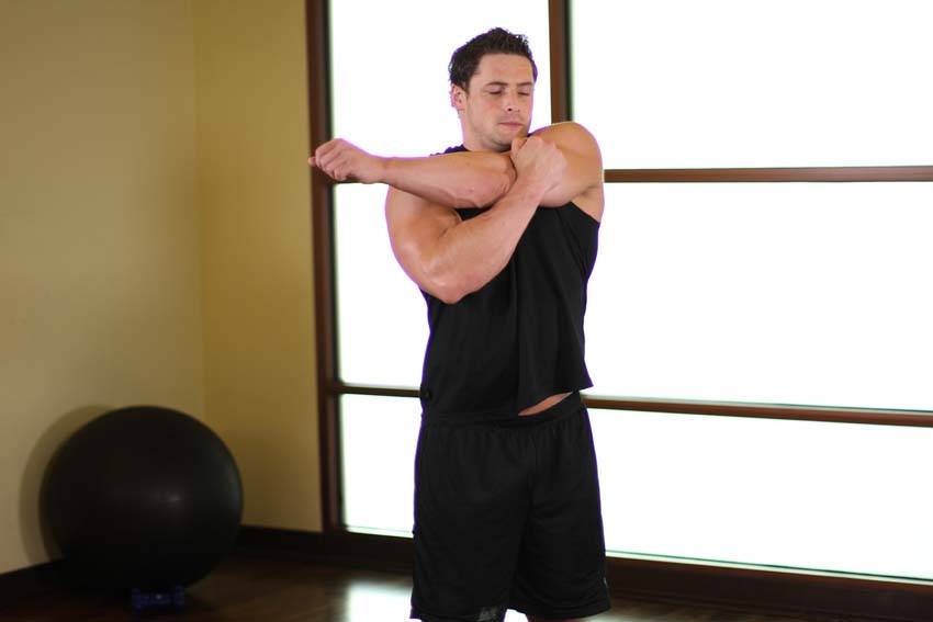 Shoulder cross-body stretch: end position