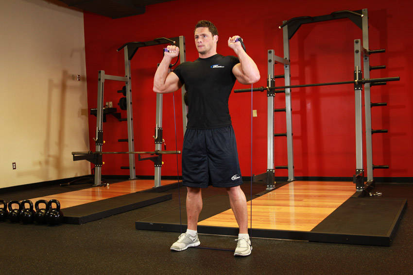 Resistance-band squat: start position